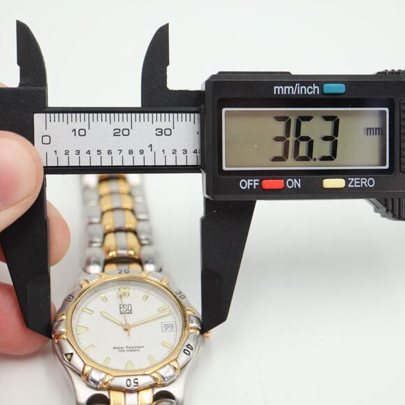 ESQ Swiss Watch Men 36mm Two Tone Date Glitter Dial Stainless Steel New Battery - Picture 2 of 16